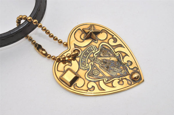 Authentic GUCCI Heart Crest Guccissima Tote Bag GG Leather 207291 Brown 6536I