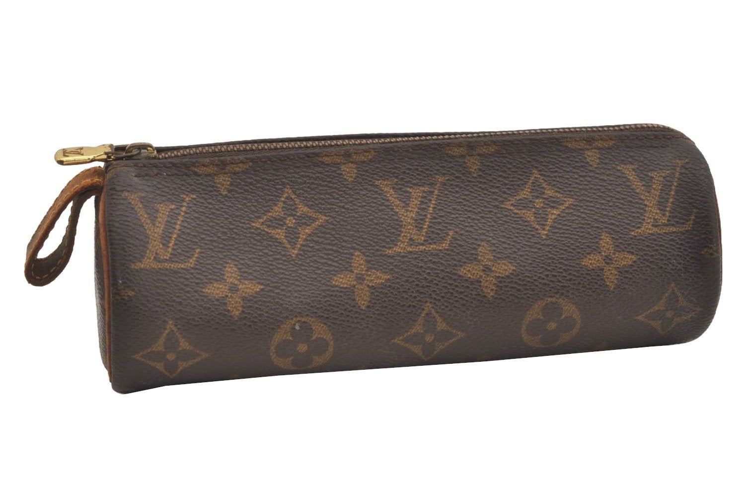Authentic Louis Vuitton Monogram Trousse Ronde Pen Case Pouch M47630 Junk 6537J