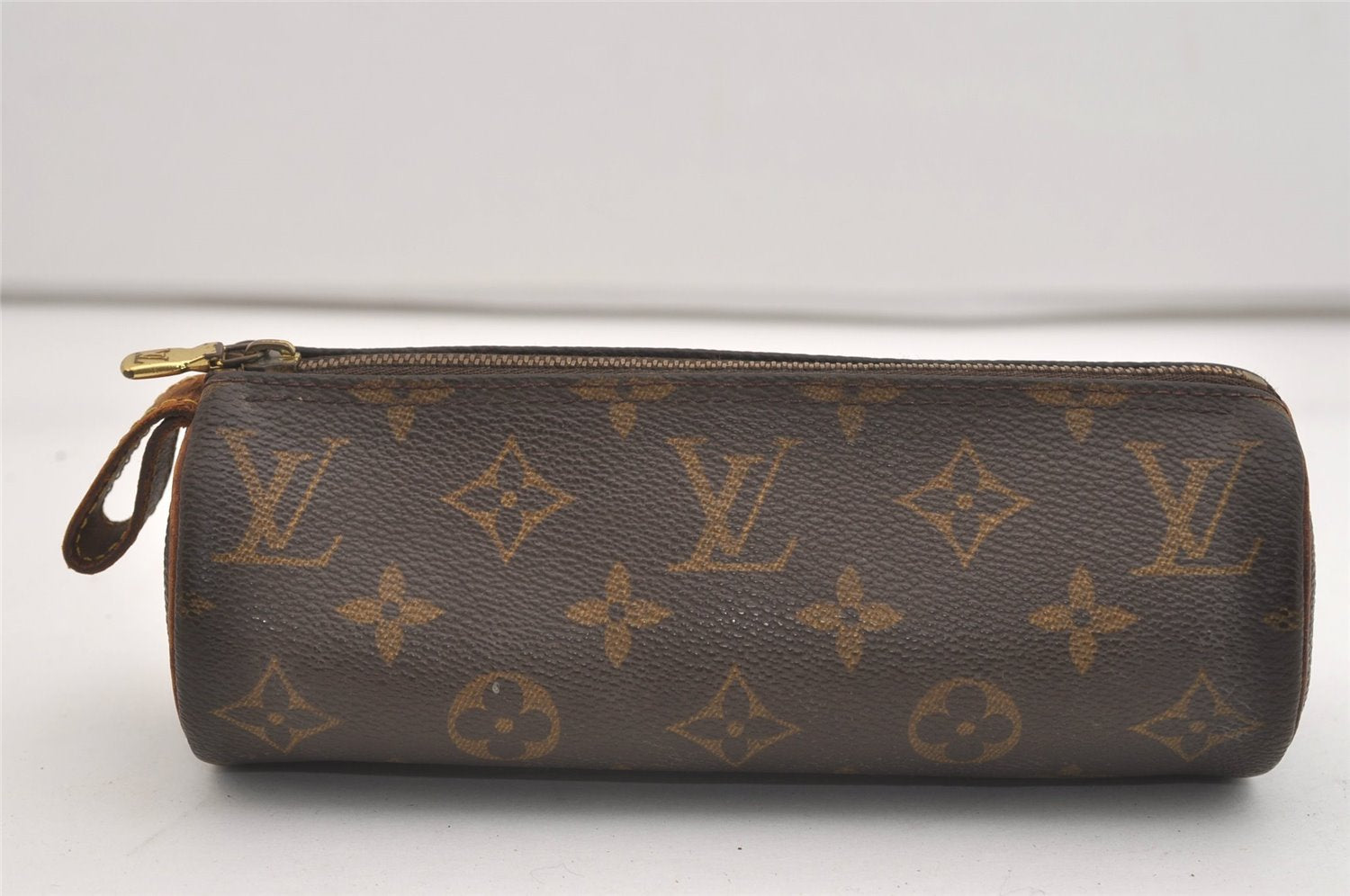 Authentic Louis Vuitton Monogram Trousse Ronde Pen Case Pouch M47630 Junk 6537J