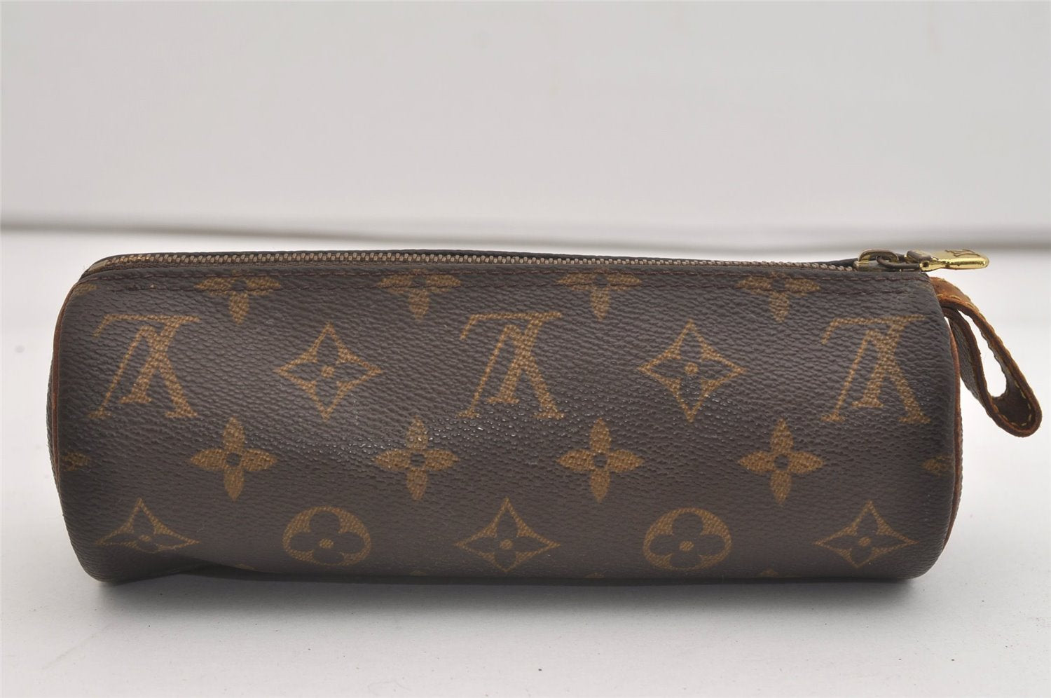 Authentic Louis Vuitton Monogram Trousse Ronde Pen Case Pouch M47630 Junk 6537J