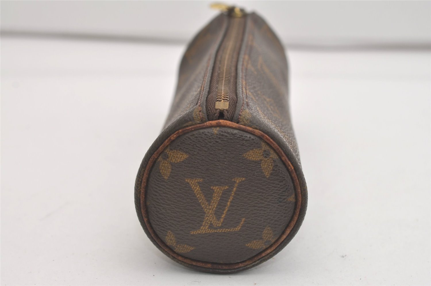 Authentic Louis Vuitton Monogram Trousse Ronde Pen Case Pouch M47630 Junk 6537J