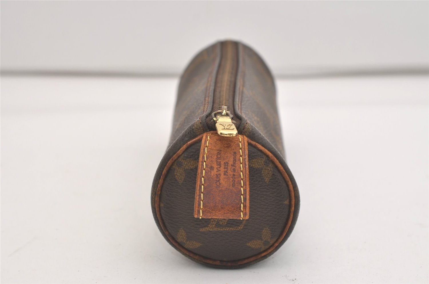 Authentic Louis Vuitton Monogram Trousse Ronde Pen Case Pouch M47630 Junk 6537J