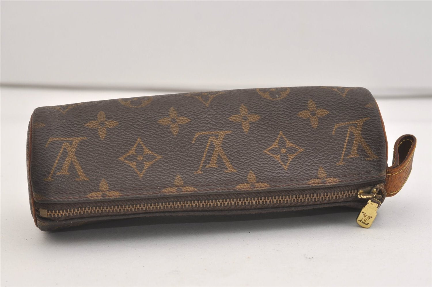 Authentic Louis Vuitton Monogram Trousse Ronde Pen Case Pouch M47630 Junk 6537J