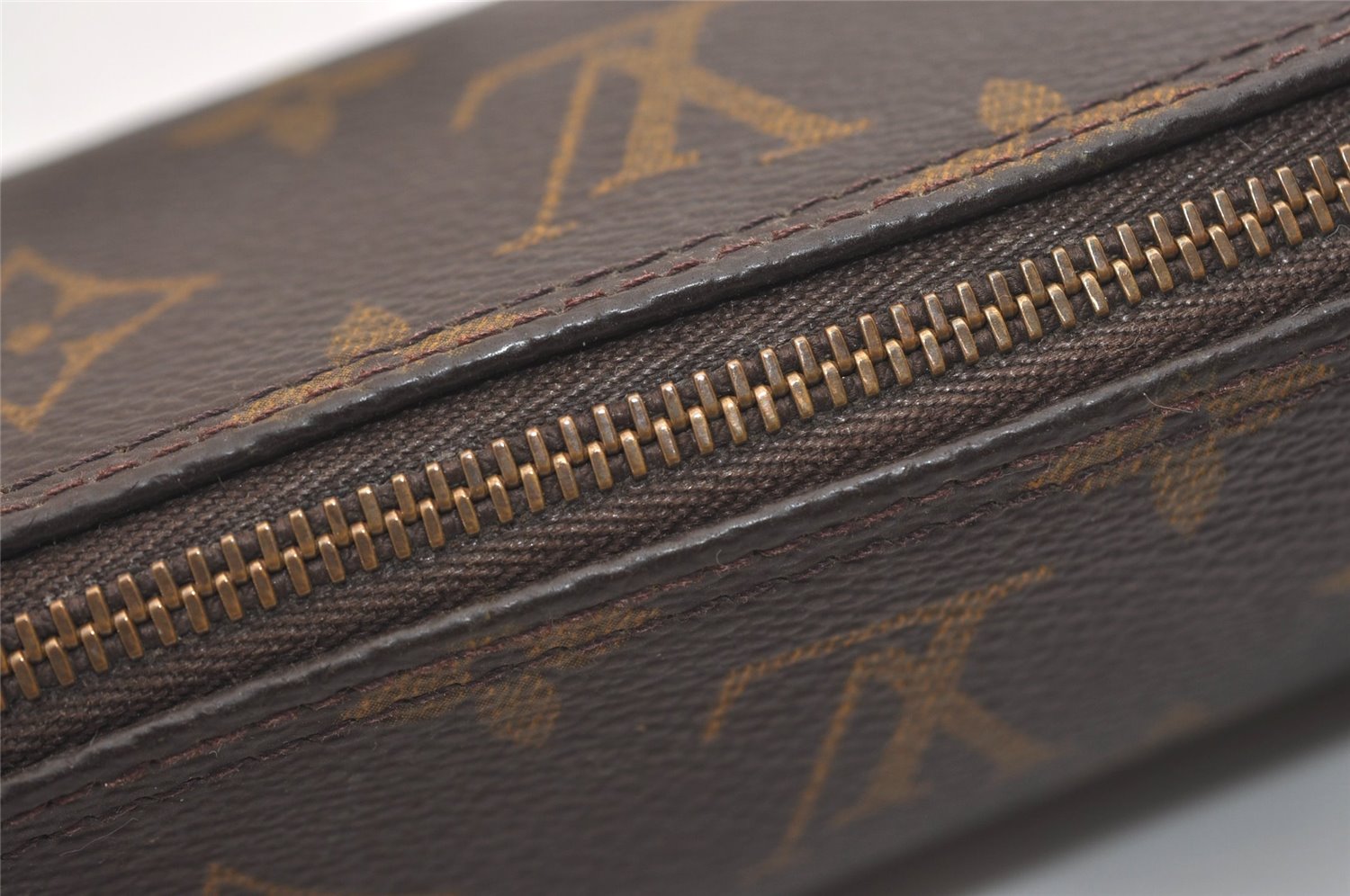 Authentic Louis Vuitton Monogram Trousse Ronde Pen Case Pouch M47630 Junk 6537J