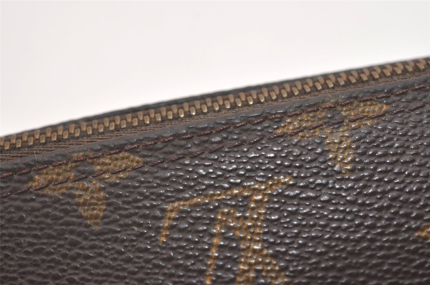 Authentic Louis Vuitton Monogram Trousse Ronde Pen Case Pouch M47630 Junk 6537J