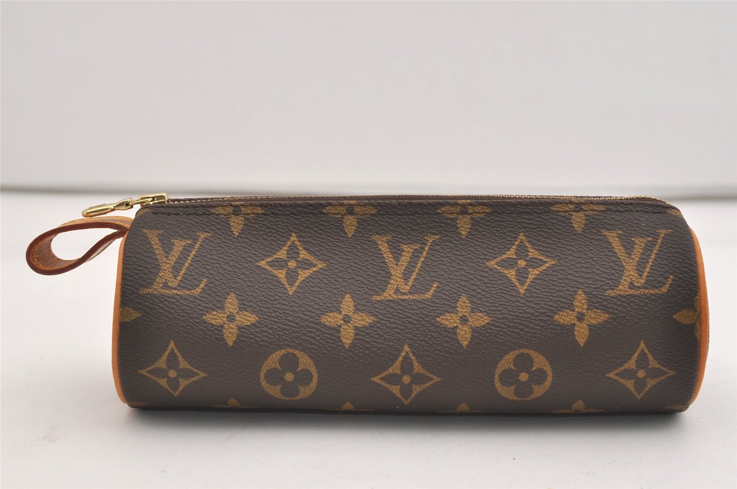 Authentic Louis Vuitton Monogram Trousse Ronde Pen Case Pouch M47630 Junk 6538J