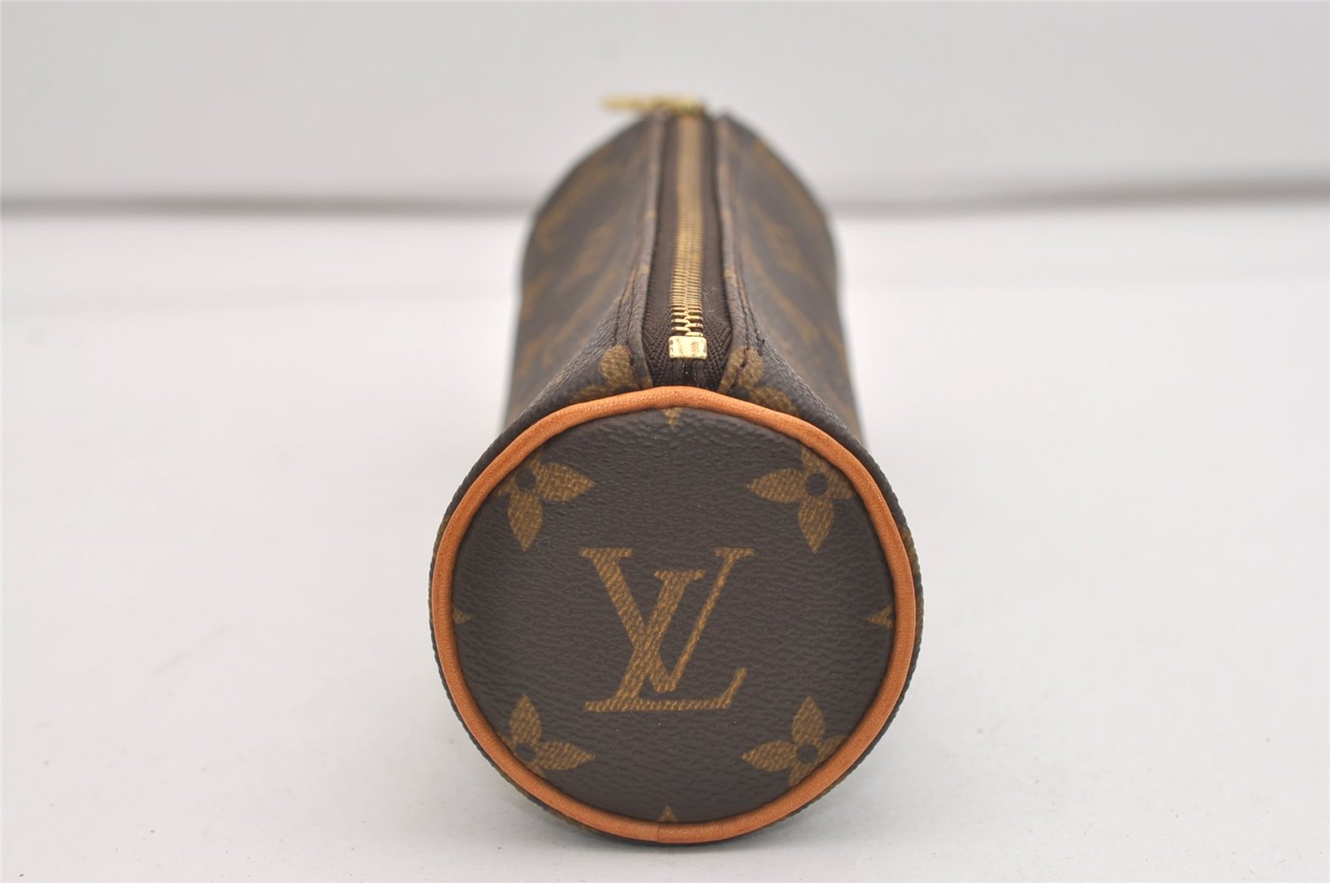 Authentic Louis Vuitton Monogram Trousse Ronde Pen Case Pouch M47630 Junk 6538J