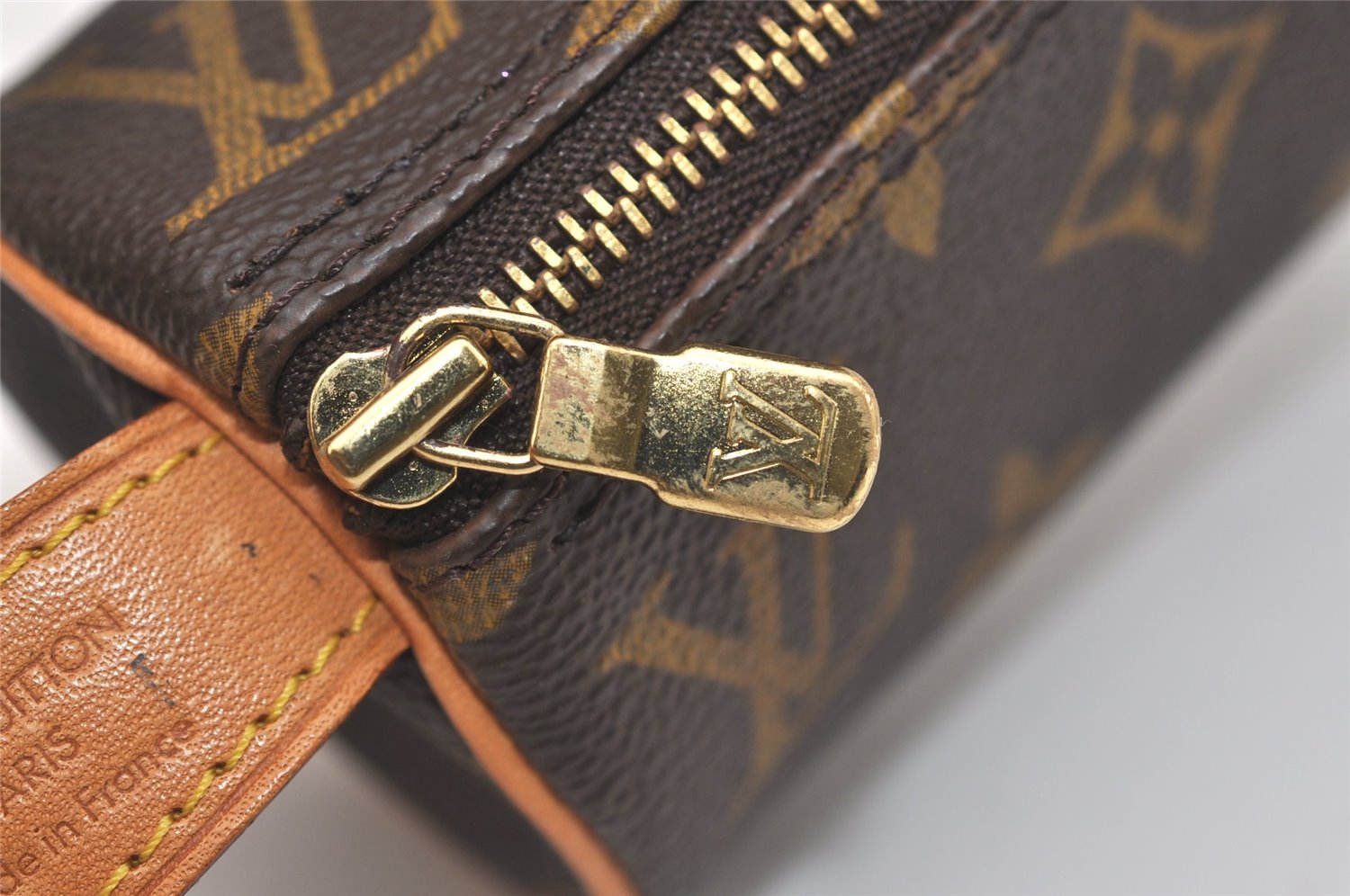 Authentic Louis Vuitton Monogram Trousse Ronde Pen Case Pouch M47630 Junk 6538J