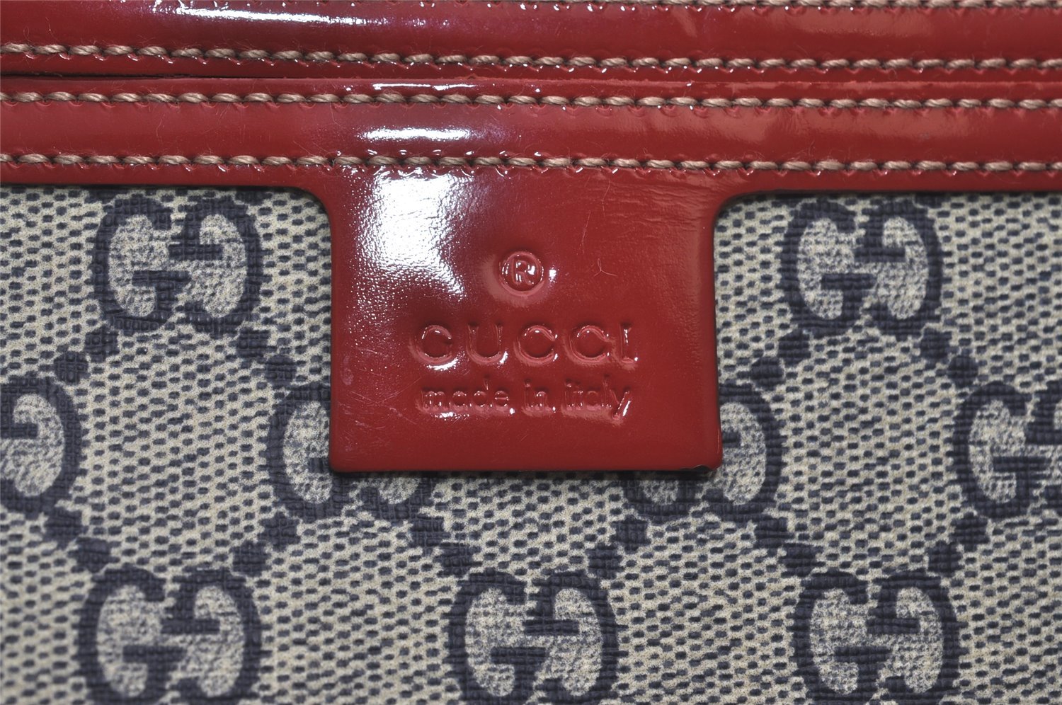 Authentic GUCCI Heart Tattoo Shoulder Tote Bag GG PVC Enamel 197953 Navy 6539I