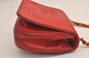 Authentic CHANEL Lamb Skin Chain Shoulder Cross Body Bag Purse Red CC 6540M