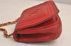 Authentic CHANEL Lamb Skin Chain Shoulder Cross Body Bag Purse Red CC 6540M
