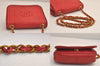 Authentic CHANEL Lamb Skin Chain Shoulder Cross Body Bag Purse Red CC 6540M