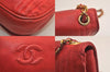 Authentic CHANEL Lamb Skin Chain Shoulder Cross Body Bag Purse Red CC 6540M