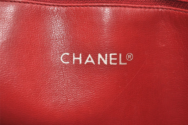 Authentic CHANEL Lamb Skin Matelasse Chain Shoulder Tote Bag Red CC 6544I