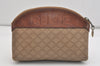 Authentic CELINE Macadam Blason Pattern Pouch Purse PVC Leather Beige 6546J