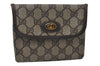 Authentic GUCCI Vintage Pouch Purse GG PVC Leather Brown 6547J