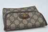 Authentic GUCCI Vintage Pouch Purse GG PVC Leather Brown 6547J