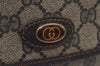Authentic GUCCI Vintage Pouch Purse GG PVC Leather Brown 6547J
