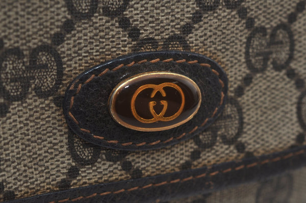 Authentic GUCCI Vintage Pouch Purse GG PVC Leather Brown 6547J