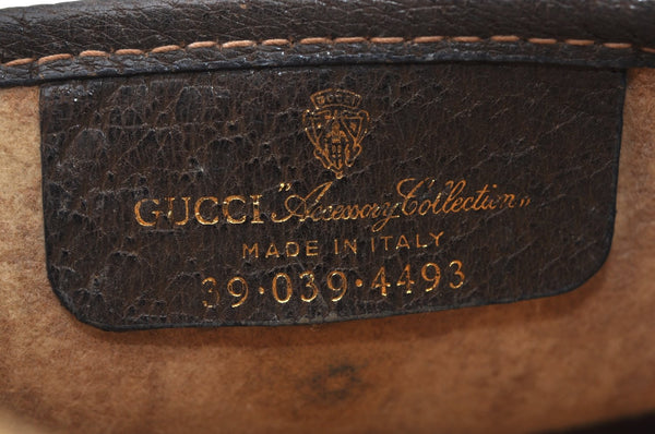 Authentic GUCCI Vintage Pouch Purse GG PVC Leather Brown 6547J