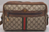 Authentic GUCCI Web Sherry Line Shoulder Cross Bag GG PVC Leather Brown 6549J