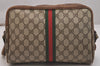 Authentic GUCCI Web Sherry Line Shoulder Cross Bag GG PVC Leather Brown 6549J