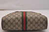 Authentic GUCCI Web Sherry Line Shoulder Cross Bag GG PVC Leather Brown 6549J