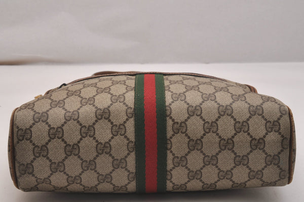 Authentic GUCCI Web Sherry Line Shoulder Cross Bag GG PVC Leather Brown 6549J