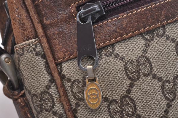 Authentic GUCCI Web Sherry Line Shoulder Cross Bag GG PVC Leather Brown 6549J