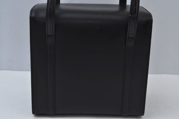 Authentic BURBERRY Vintage Check Leather Hand Bag Purse Black 6550J