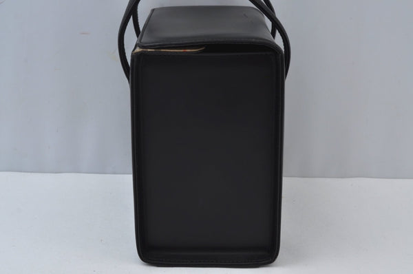 Authentic BURBERRY Vintage Check Leather Hand Bag Purse Black 6550J