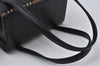 Authentic BURBERRY Vintage Check Leather Hand Bag Purse Black 6550J