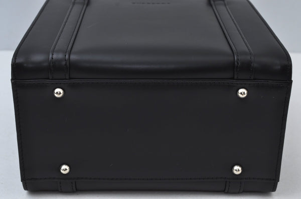 Authentic BURBERRY Vintage Check Leather Hand Bag Purse Black 6550J
