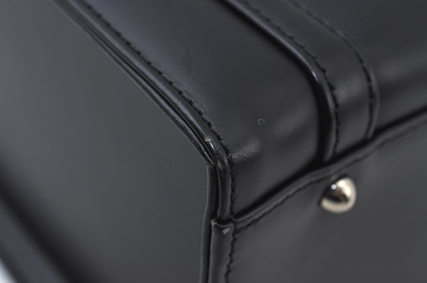 Authentic BURBERRY Vintage Check Leather Hand Bag Purse Black 6550J