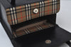 Authentic BURBERRY Vintage Check Leather Hand Bag Purse Black 6550J