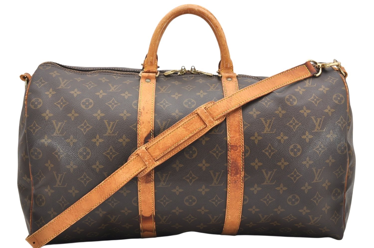 Authentic Louis Vuitton Monogram Keepall Bandouliere 50 M41416 Boston Bag 6551K