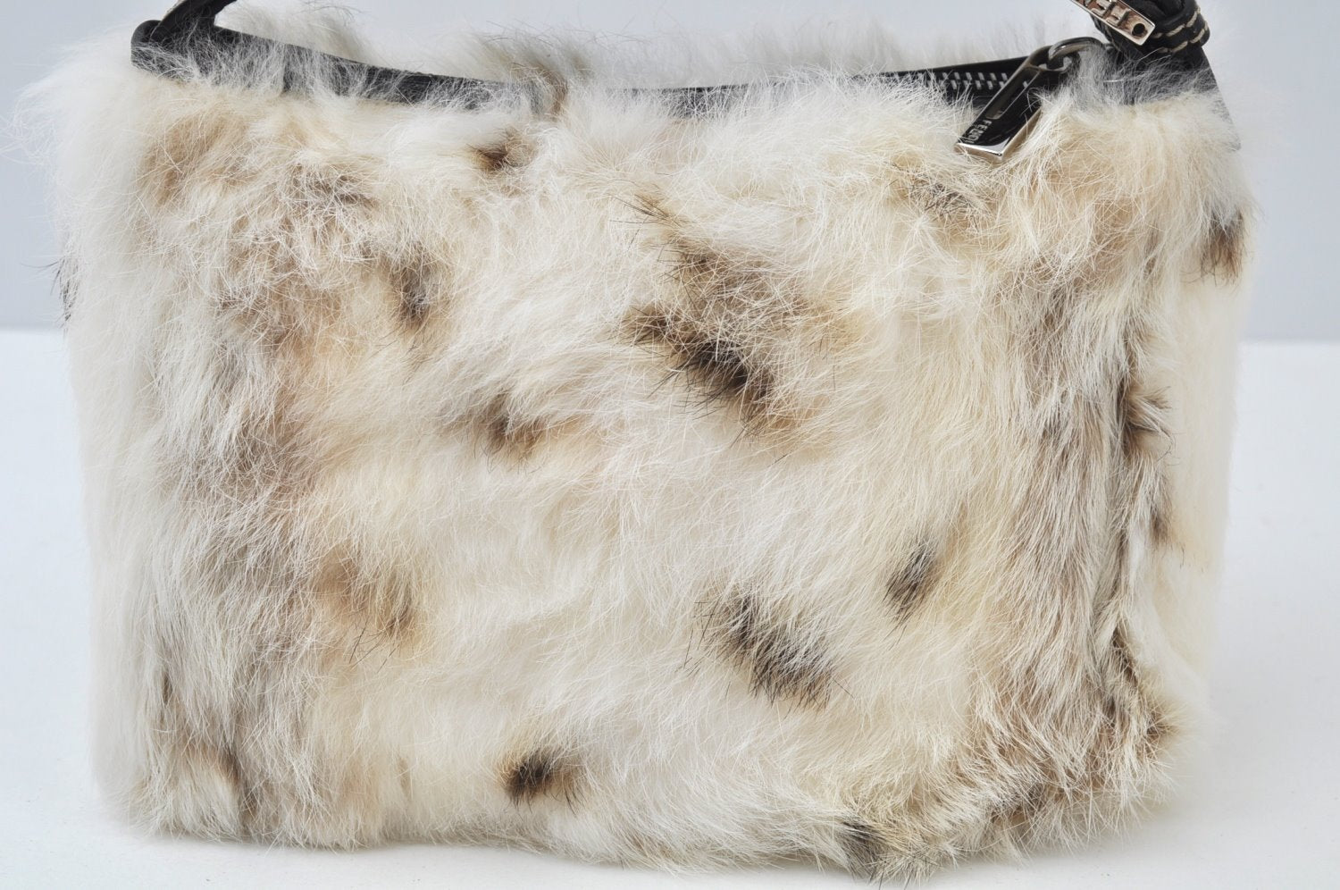 Authentic FENDI Vintage Hand Bag Purse Fur Leather White 6552I