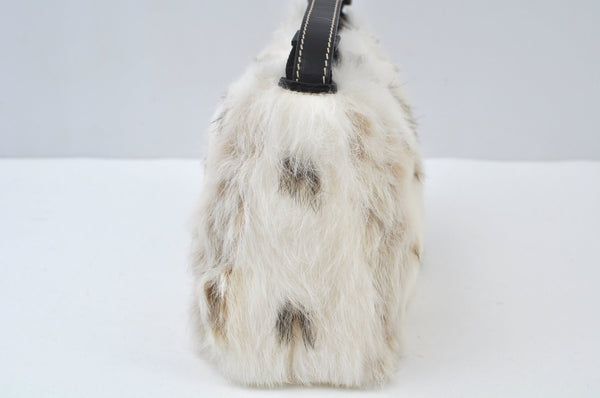 Authentic FENDI Vintage Hand Bag Purse Fur Leather White 6552I