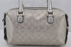Authentic GUCCI GG Imprime Hand Boston Bag GG PVC Leather 272375 Silver 6552J