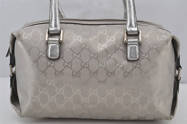 Authentic GUCCI GG Imprime Hand Boston Bag GG PVC Leather 272375 Silver 6552J