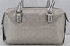 Authentic GUCCI GG Imprime Hand Boston Bag GG PVC Leather 272375 Silver 6552J