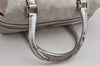 Authentic GUCCI GG Imprime Hand Boston Bag GG PVC Leather 272375 Silver 6552J