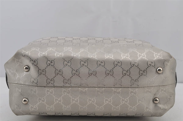 Authentic GUCCI GG Imprime Hand Boston Bag GG PVC Leather 272375 Silver 6552J