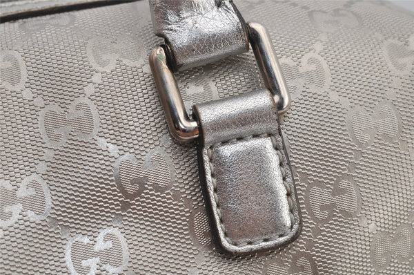 Authentic GUCCI GG Imprime Hand Boston Bag GG PVC Leather 272375 Silver 6552J