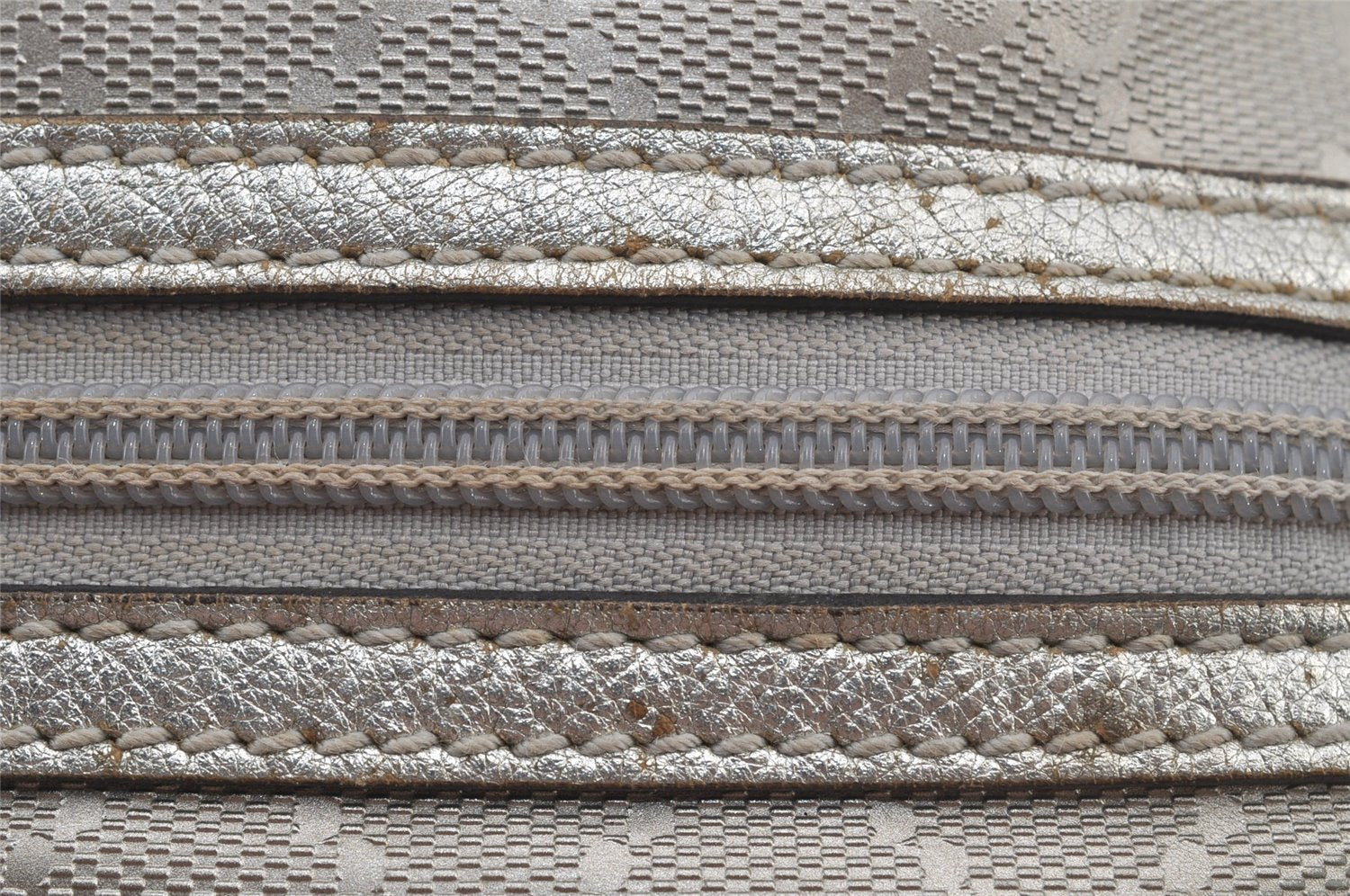 Authentic GUCCI GG Imprime Hand Boston Bag GG PVC Leather 272375 Silver 6552J