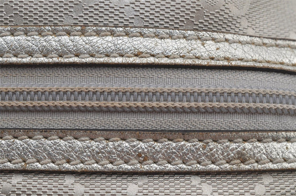 Authentic GUCCI GG Imprime Hand Boston Bag GG PVC Leather 272375 Silver 6552J