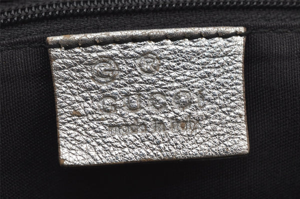 Authentic GUCCI GG Imprime Hand Boston Bag GG PVC Leather 272375 Silver 6552J