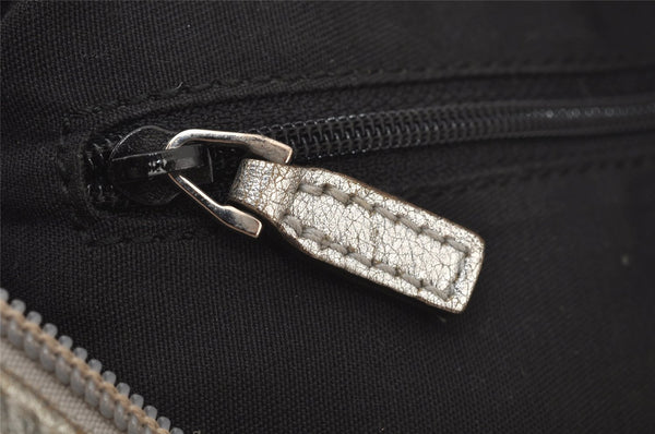 Authentic GUCCI GG Imprime Hand Boston Bag GG PVC Leather 272375 Silver 6552J