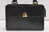 Authentic YVES SAINT LAURENT Hand Bag Purse Leather Black 6553J