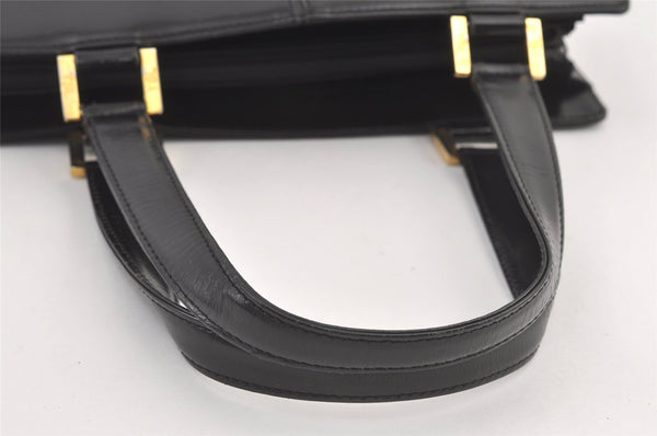 Authentic YVES SAINT LAURENT Hand Bag Purse Leather Black 6553J